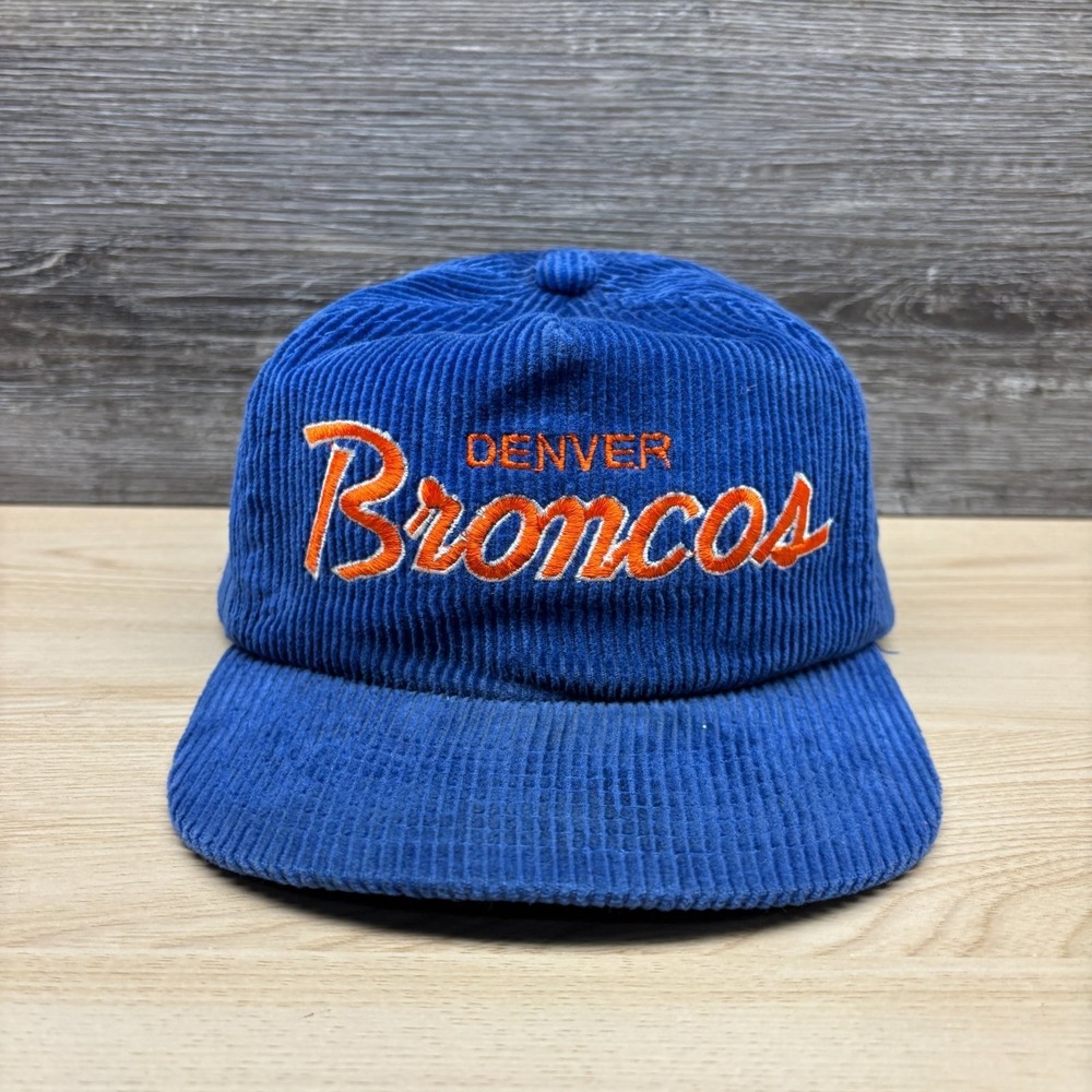 Vintage‎ Denver Broncos Hat Strap Back Corduroy NFL Sports Specialties Script